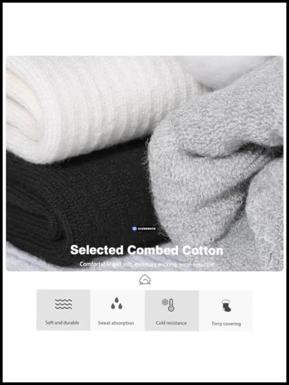 Men's Thermal Winter Crew Socks 5 Pair Pack Cushioned Boot Socks for Hiking